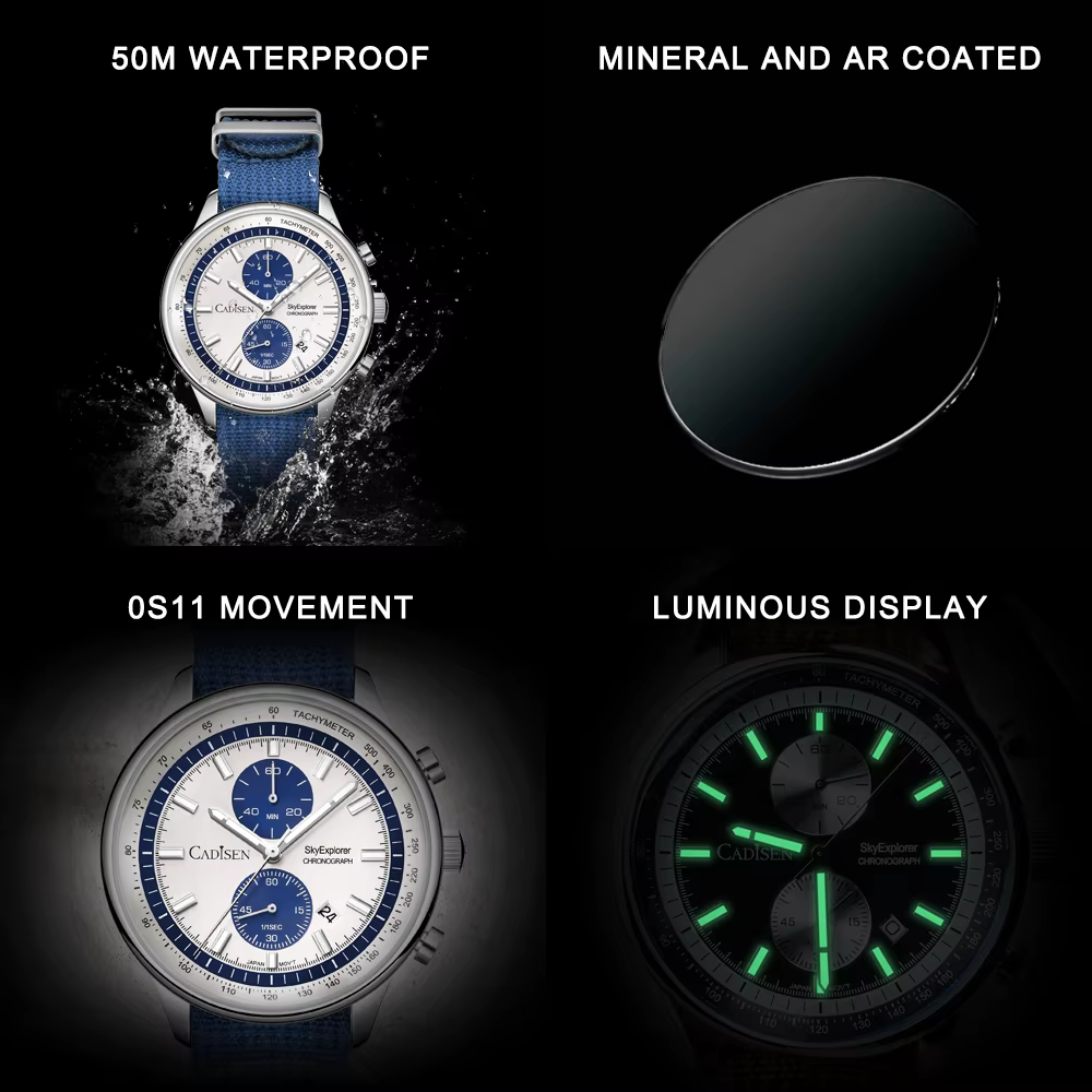 CADISEN 2026 nouvelles montres pour hommes montre à Quartz de luxe pour homme chronographe MIYOTA 0S11