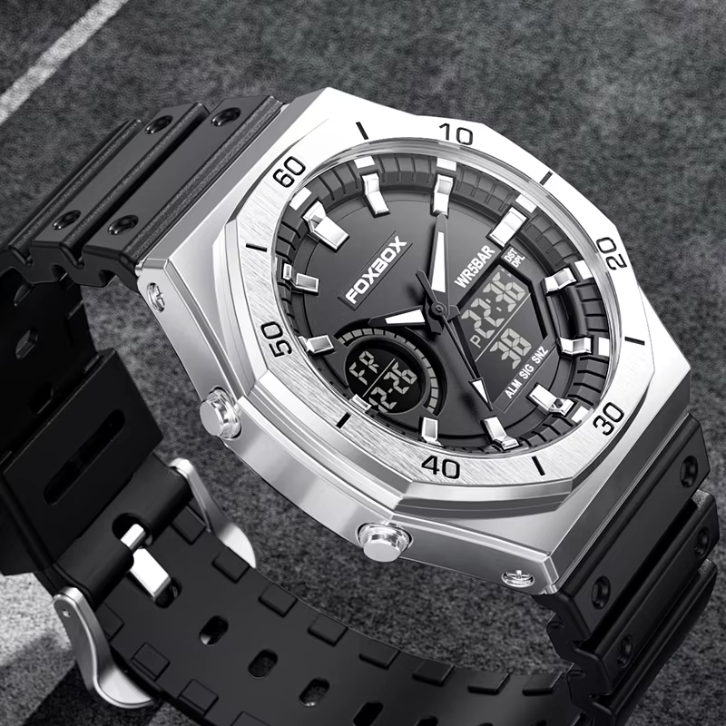 LIGE montre militaire Casio double affichage numérique sport
