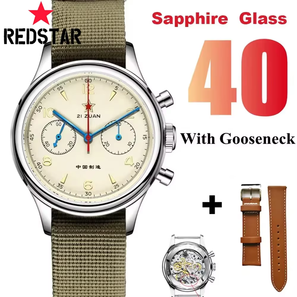 Montre de pilote rétro Red Star 1963 pour hommes