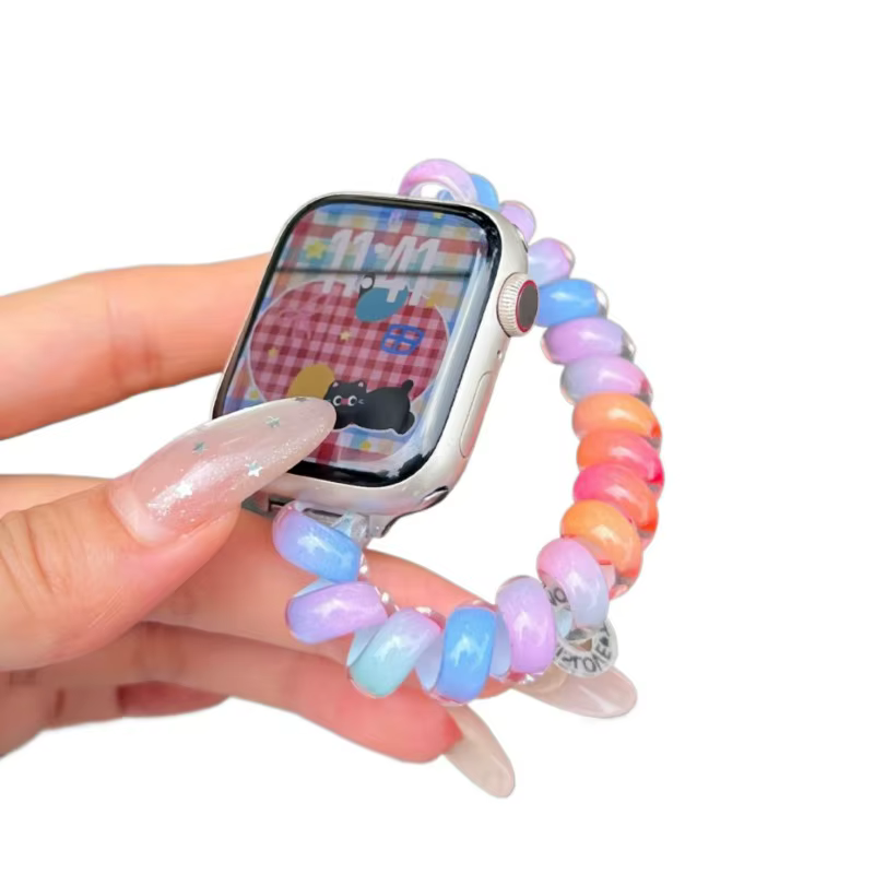 Sangle élastique en forme de spirale de couleur bonbon pour bracelet Apple Watch 38/42 40/44mm 41/45mm Convient pour IWatch 11 10 9 8 7 Ultra 3 2 49mm