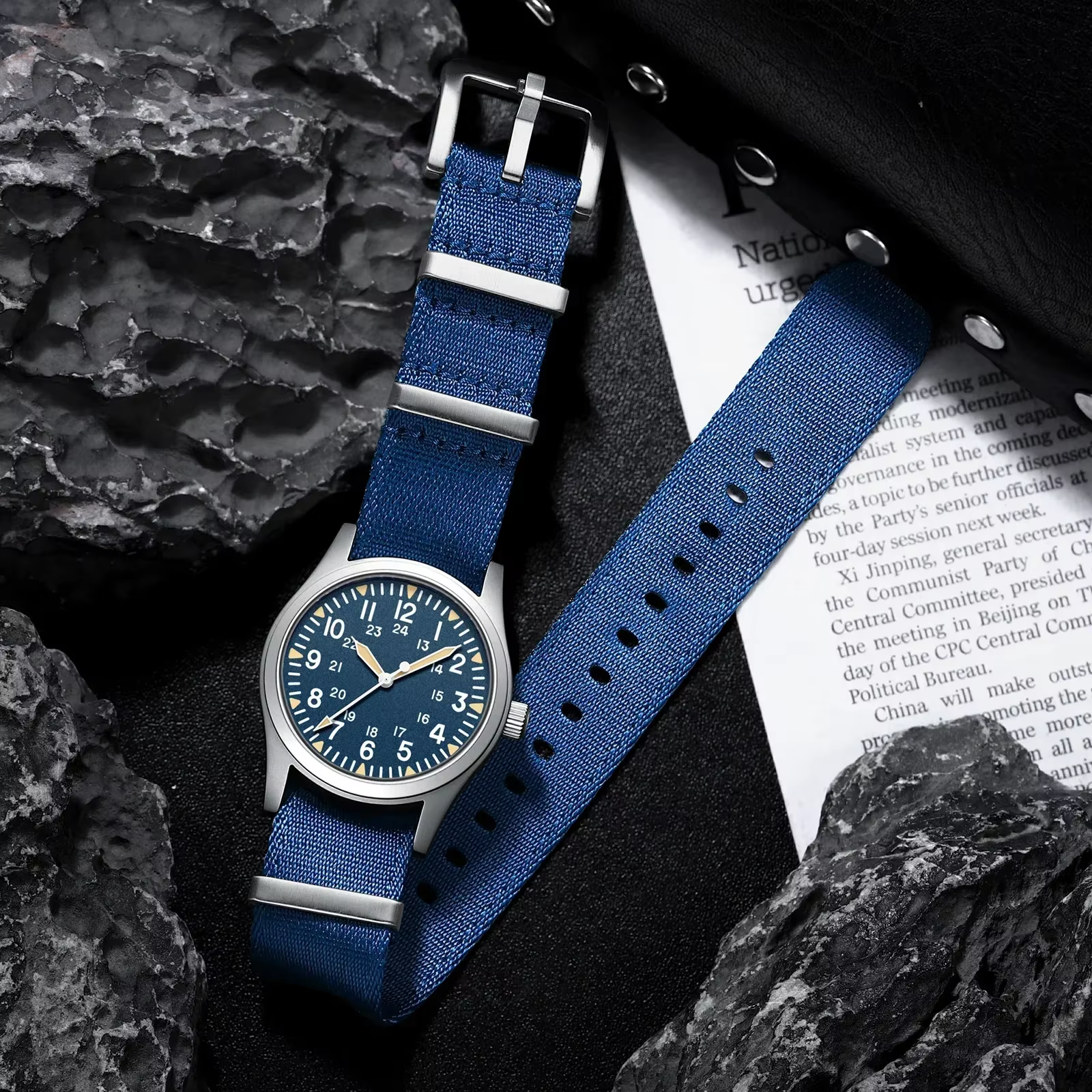 Montre à Quartz VH31 pour hommes militaire robuste champ extérieur 100M étanche avec verre saphir lumineux acier