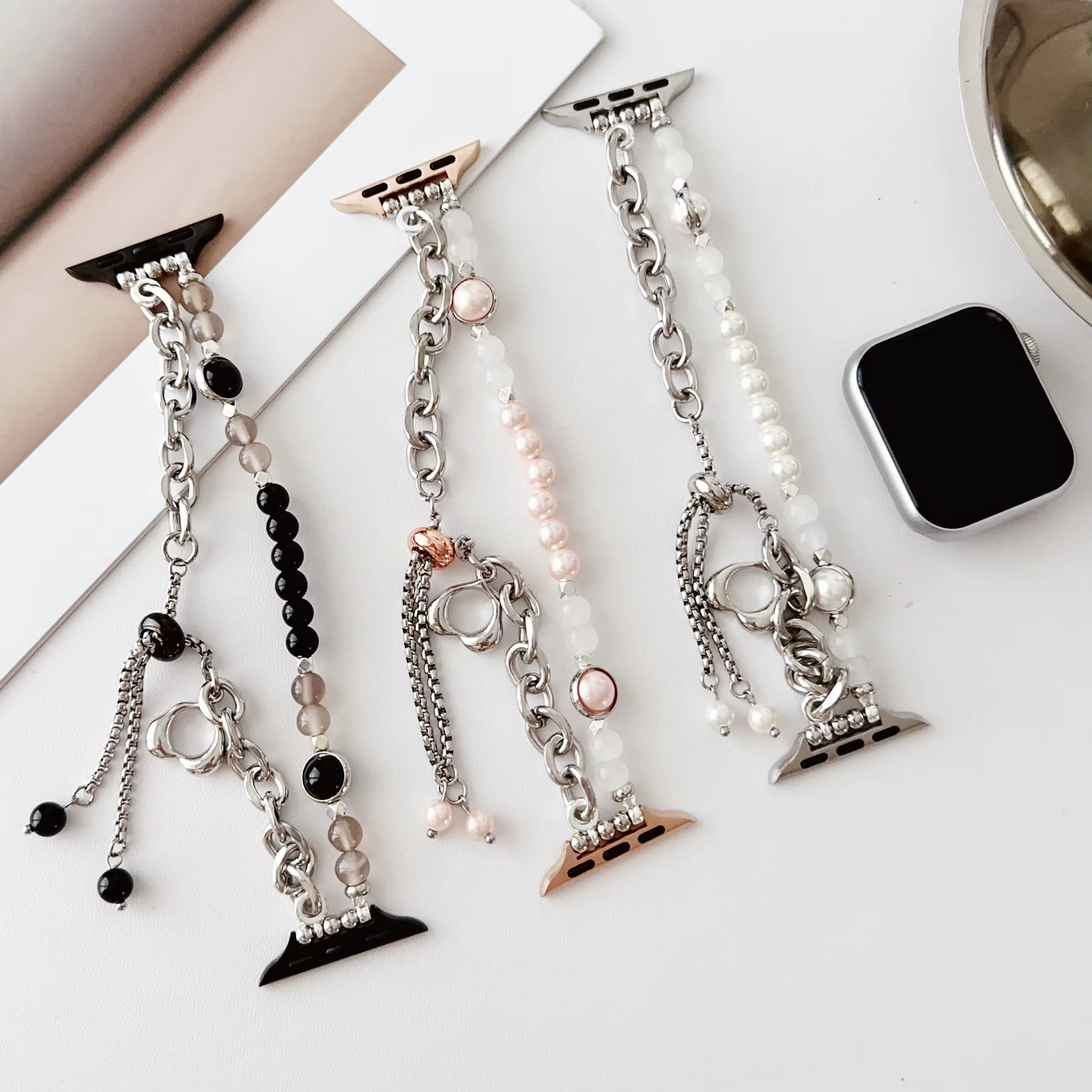 Bracelet en perles d'agate pour Apple Watch S10 42mm