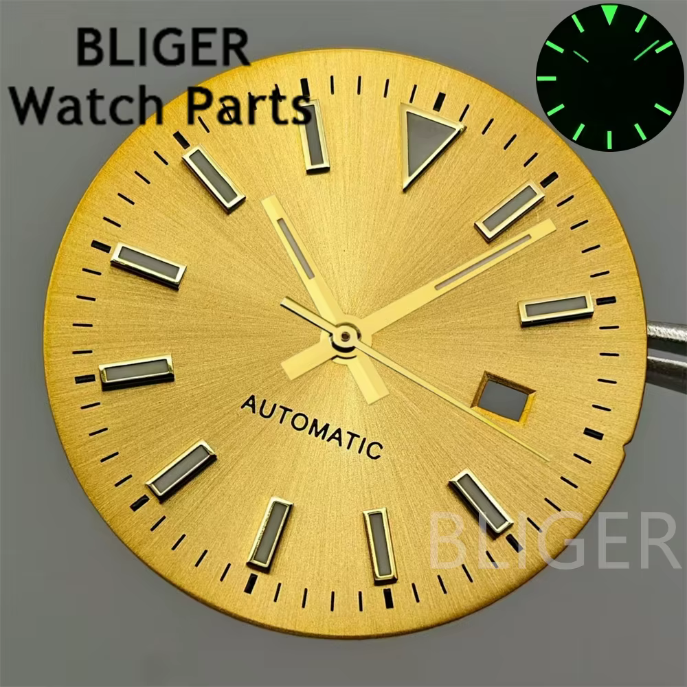 BLIGER 24.5mm Sunburst femmes montre cadran ensemble d'aiguilles blanc gris vert Rose or