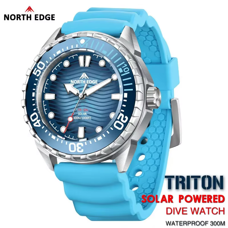 NORTH EDGE 2025 nouvelle montre de plongée à énergie solaire TRITON hommes montres à Quartz de luxe