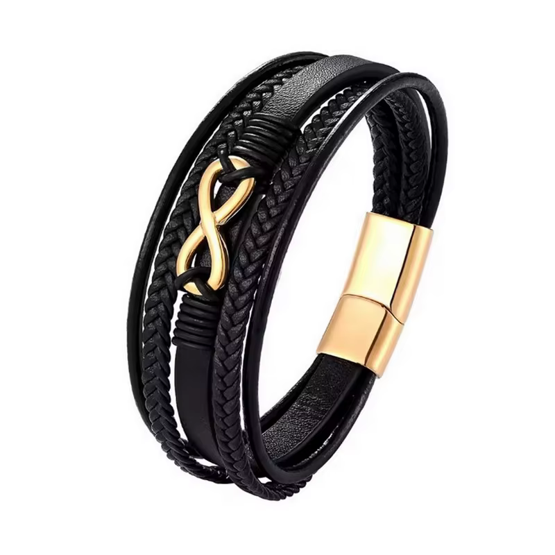 Bracelet en cuir multicouche pour homme