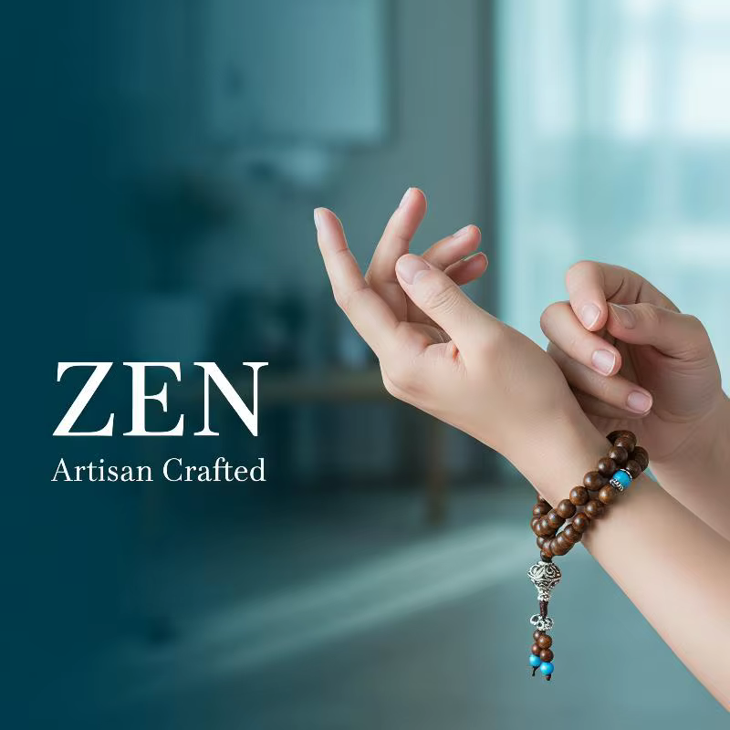 Bracelet Mala en bois pour la guérison spirituelle, 108 perles de prière en turquoise de 8 mm pour l'équilibrage des chakras