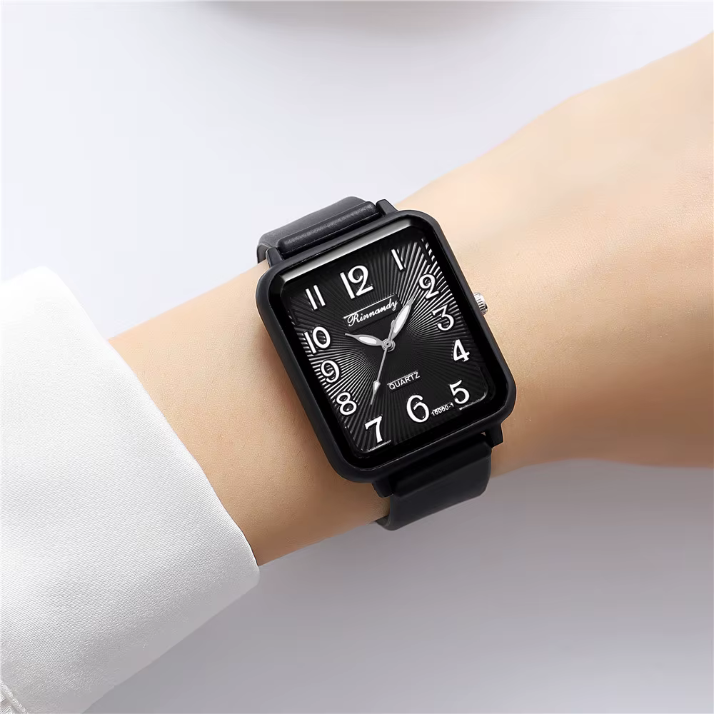 Montres de marque mode pour dames décontractées rectangulaires numériques simples