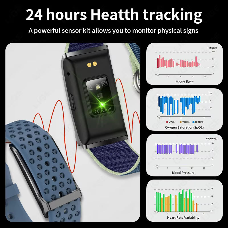 Nouveau Sport Fitness Tracker Bracelet intelligent fréquence cardiaque tensiomètre podomètre rappel d'appel Smartwatch bande pour hommes femmes