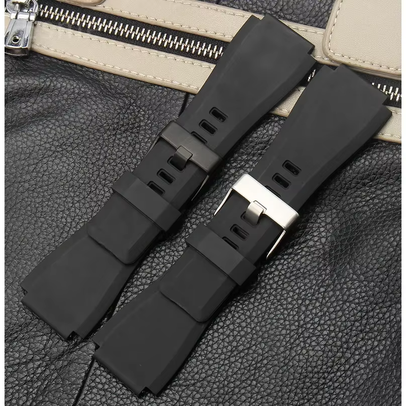 Bracelets de montre en silicone souple sans poussière pour Bell Ross
