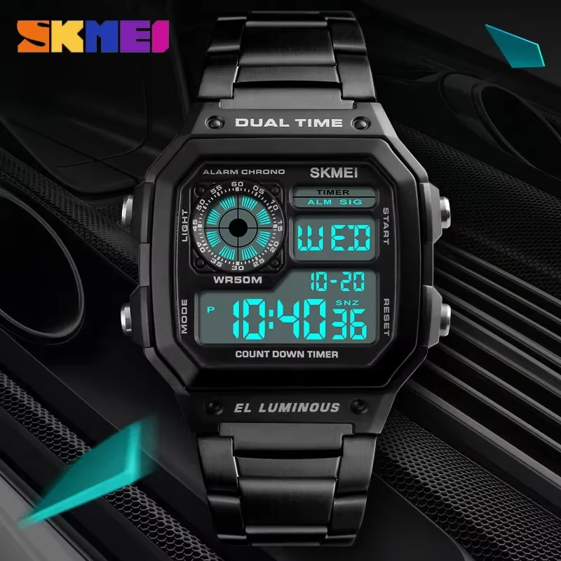 SKMEI 1335 montre numérique pour hommes rétro sport étanche Chrono électronique