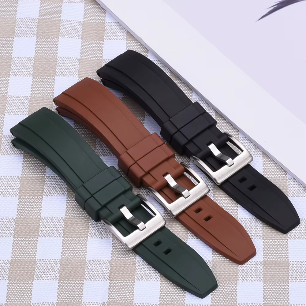 Bracelet de montre en caoutchouc FKM vulcanisé de qualité supérieure 18mm 19mm 20mm 21mm 22mm 23mm 24mm bracelets