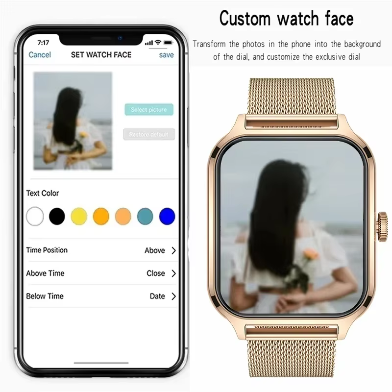 2025 montre intelligente femmes 2.01 "écran tactile complet traqueur de fréquence cardiaque Bluetooth appel étanche