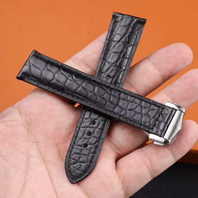 Pour Omega Crocodile bracelet De montre en cuir véritable De Ville hippocampe Super