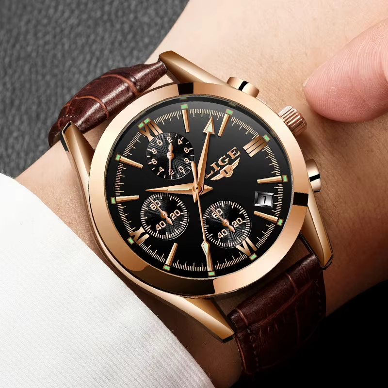 LIGE mode hommes montres haut de gamme de luxe militaire montre à Quartz