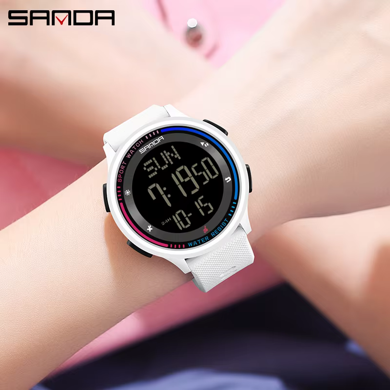 SANDA montre pour hommes fonctions multiples Sports de plein air chronomètre étanche mouvement numérique LED