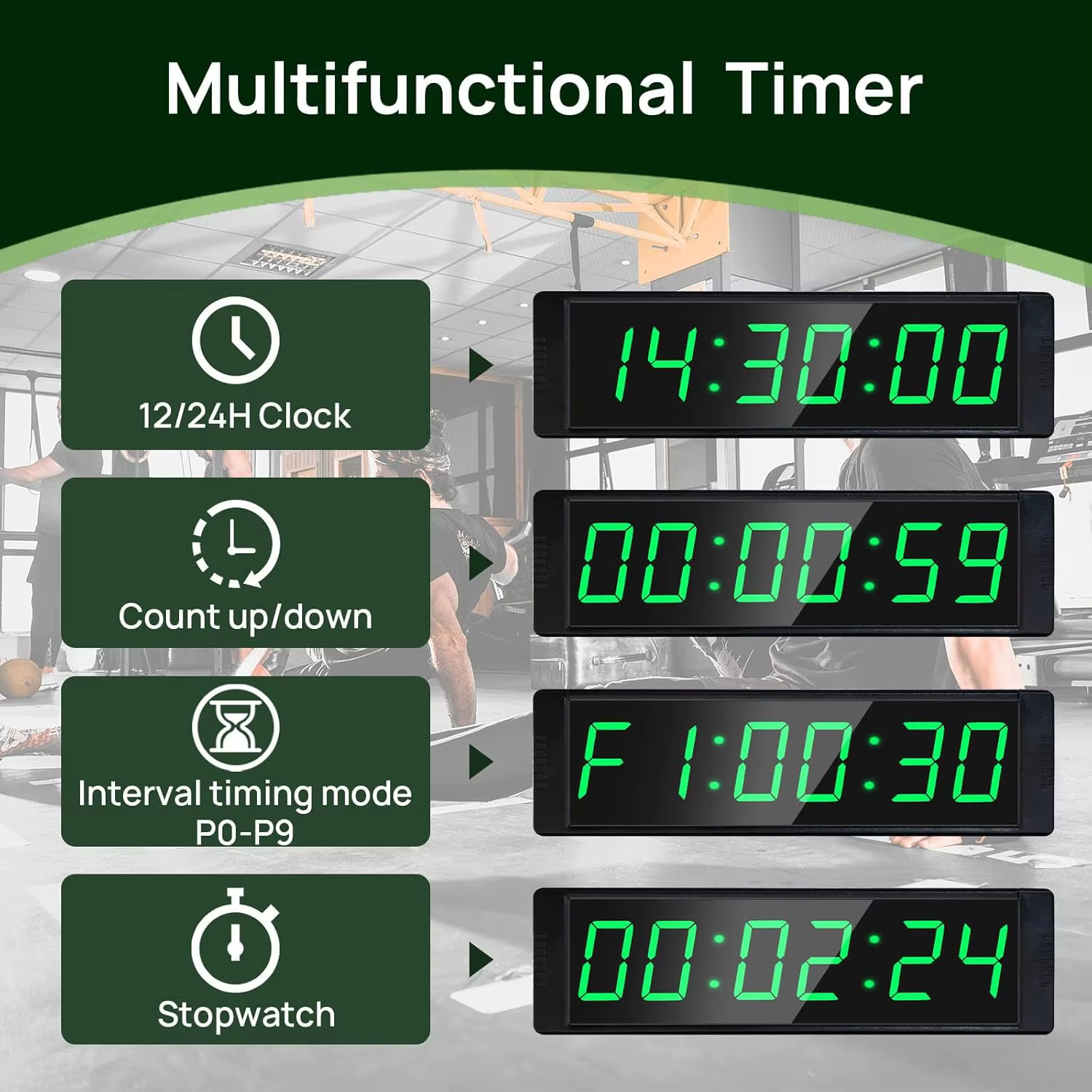 Horloge minuteur de gym pour la remise en forme à domicile avec bouton chronomètre