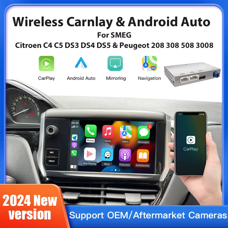Carplay sans fil et android auto pour peugeot 308 t9 208 308 508 3008 pour Citroren C4 DS3 DS4 DS5 radio multimédia gps