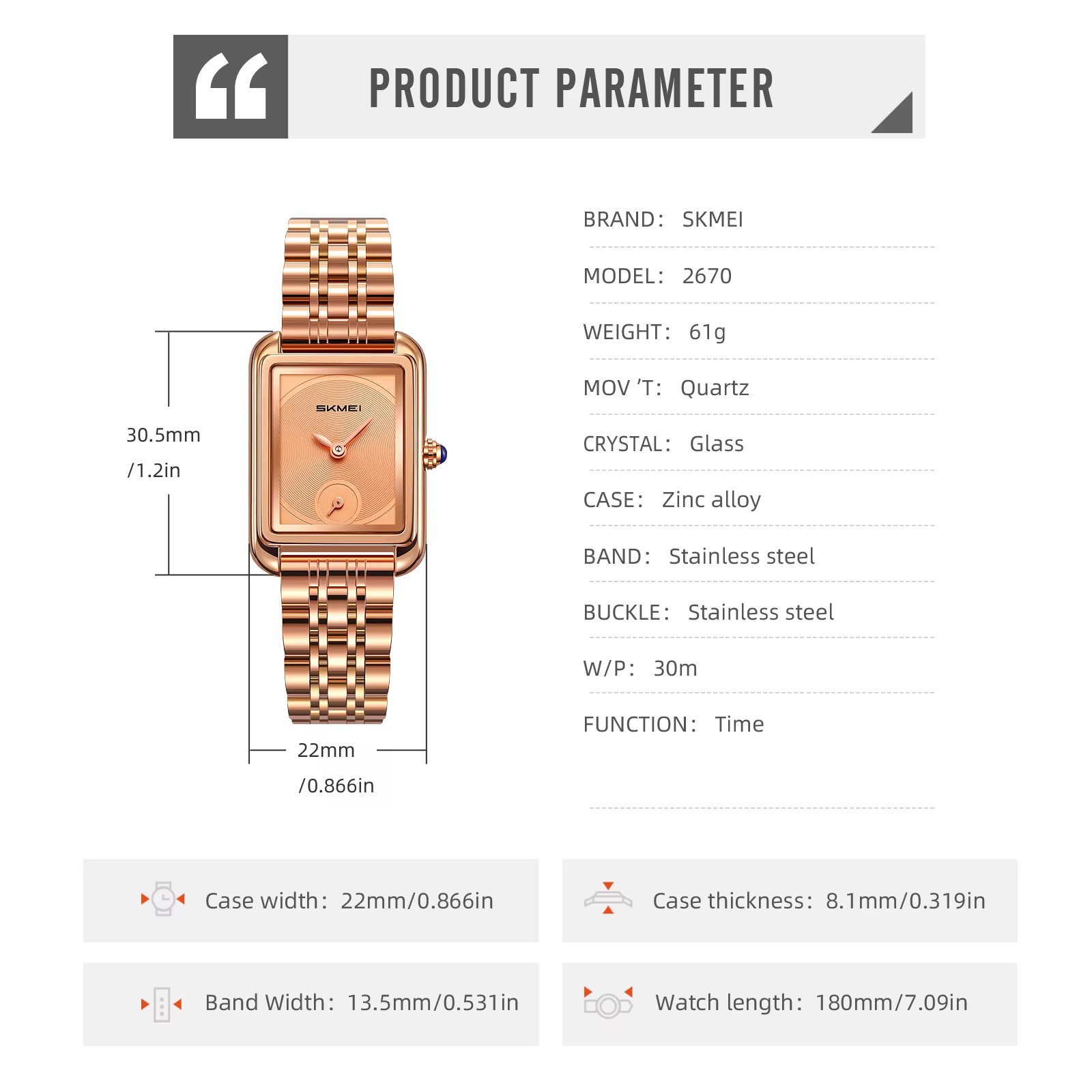 Montre à quartz SKMEI 2670 pour femme