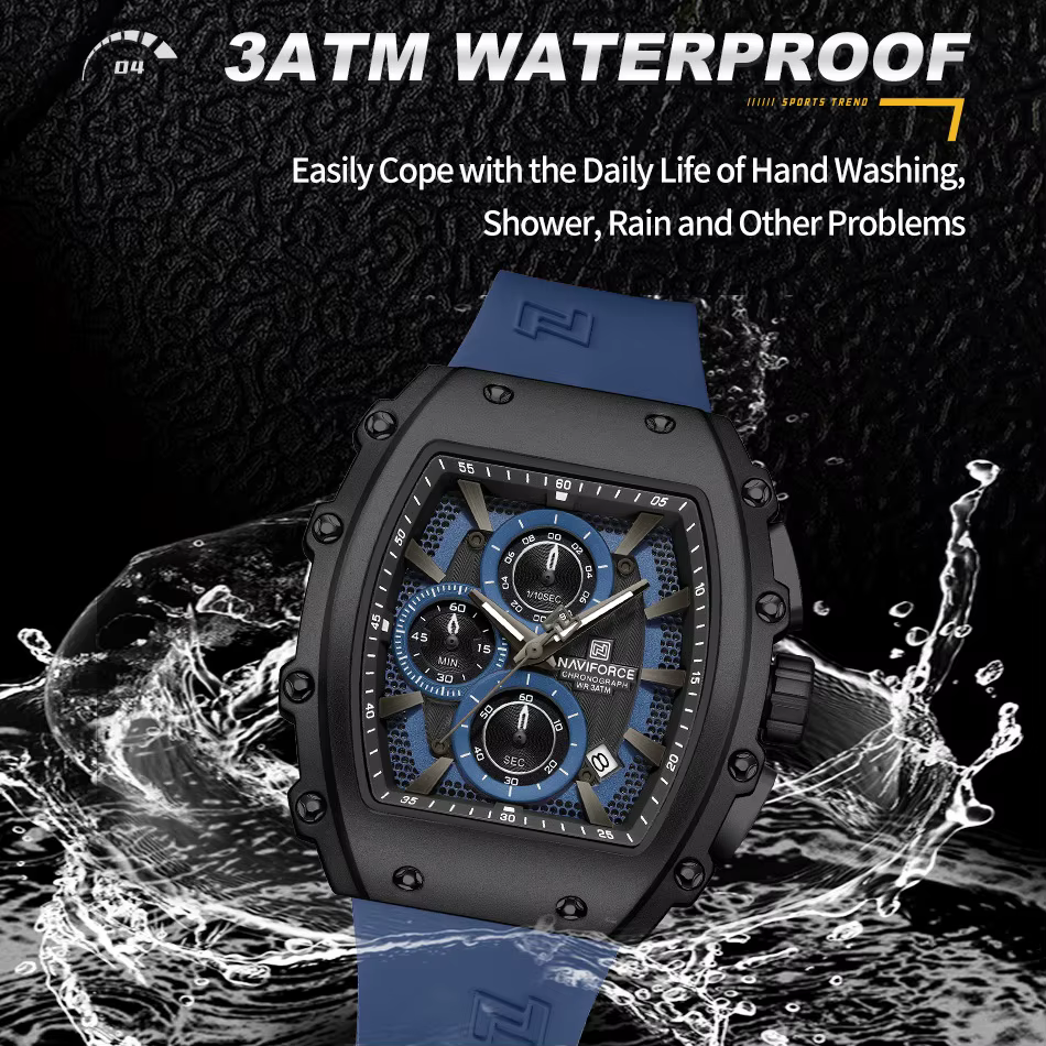 NAVIFORCE à la mode 2025 montres pour hommes multifonctionnel 30M étanche sport Quartz bracelet en Silicone horloge de luxe Reloj Hombre
