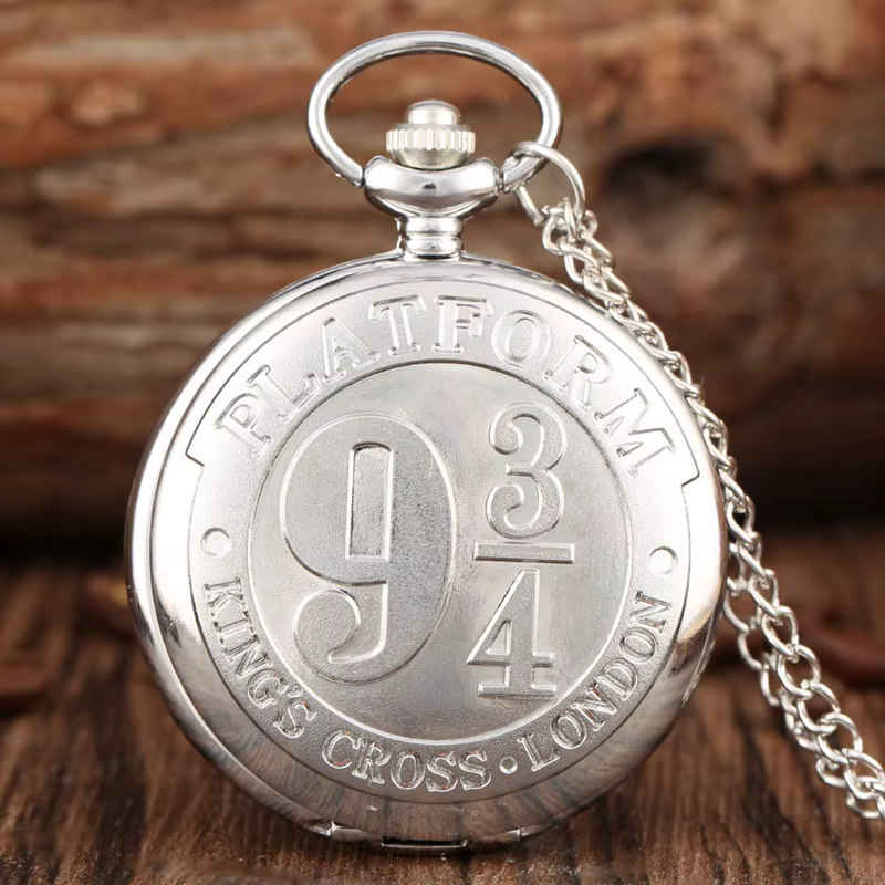 Extension de film chaud King's Cross London 9 3/4 plate-forme montre de poche à Quartz Bronze plein chasseur collier pendentif horloge reloj
