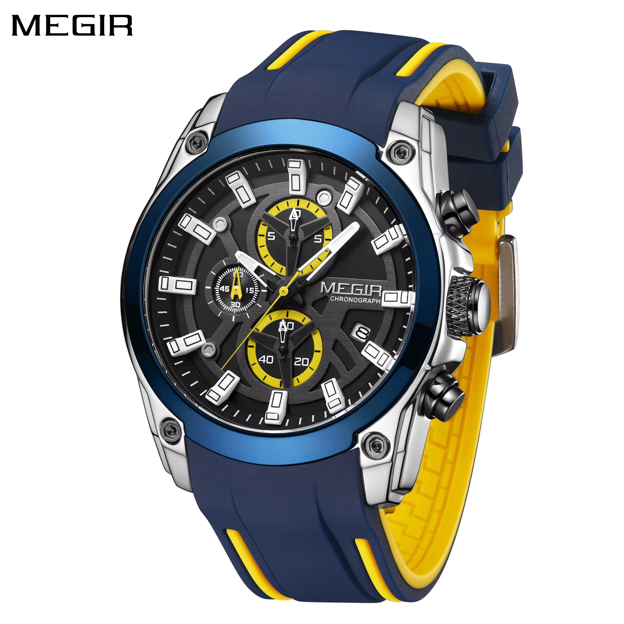 MEGIR montres pour hommes Top marque de luxe Sport militaire montre-bracelet chronographe lumineux Date montre à Quartz bracelet en Silicone mâle horloge