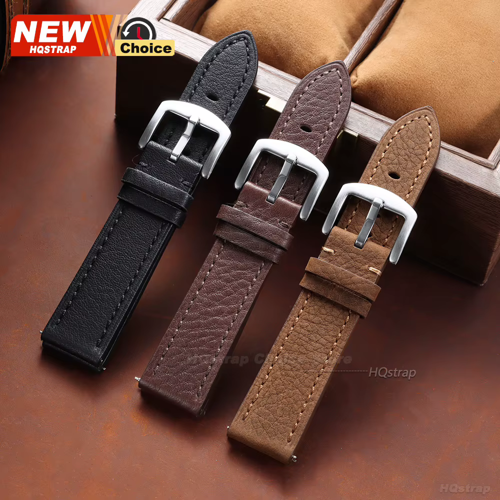Bracelet de montre en cuir fait main rétro 20mm 22mm à motif litchi à dégagement rapide pour Omega