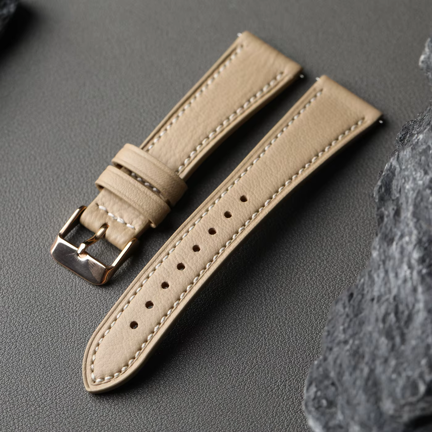 Bracelet en cuir de chèvre français fait à la main 18 19 20 21 22MM