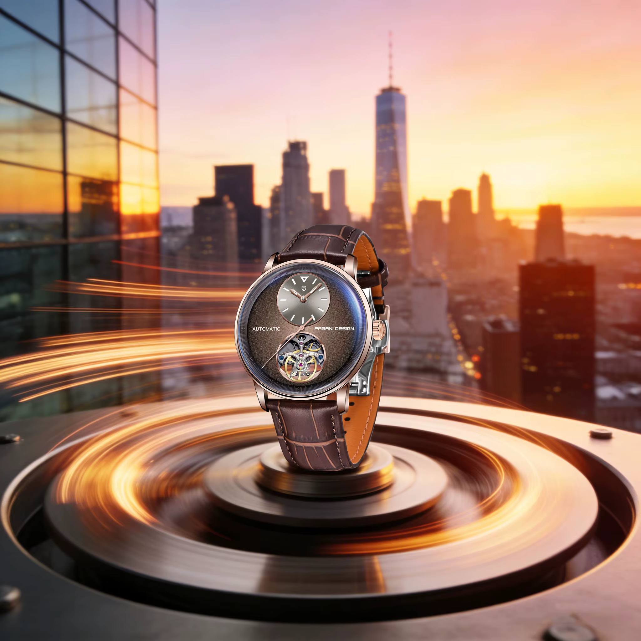PAGANI DESIGN Montre mécanique rétro minimaliste pour hommes d'affaires