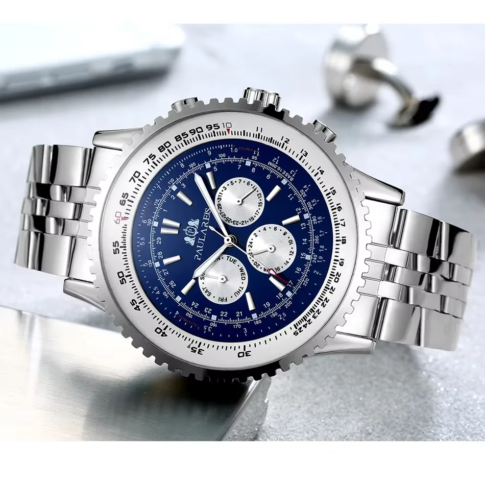 Montres automatiques en cuir pour hommes