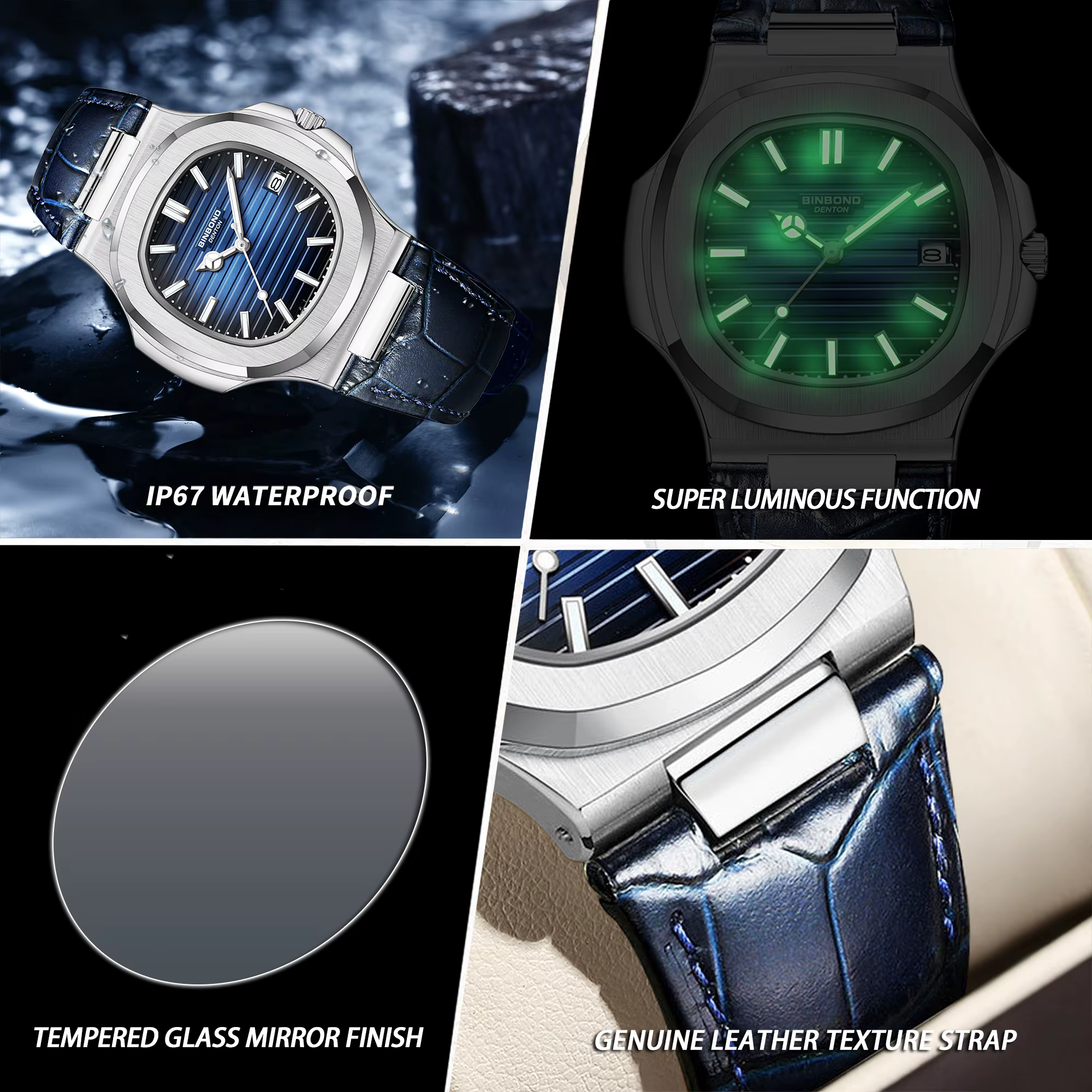 BINBOND – montre-bracelet à Quartz pour hommes