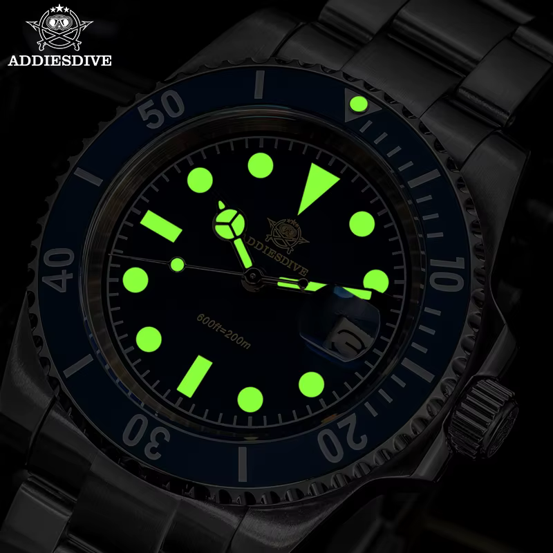 ADDIESDIVE montre de luxe pour hommes 2115 mouvement à Quartz montres de plongée de mode lunette en céramique 200m étanche rétro montre-bracelet lumineuse