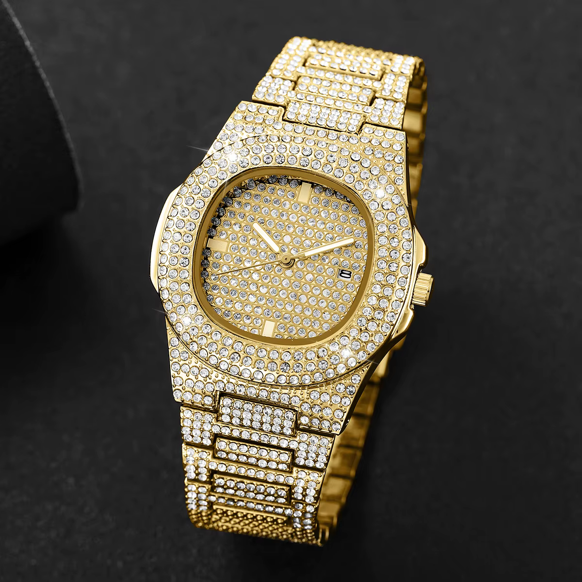 Montre-bracelet à quartz en acier inoxydable pour homme avec calendrier