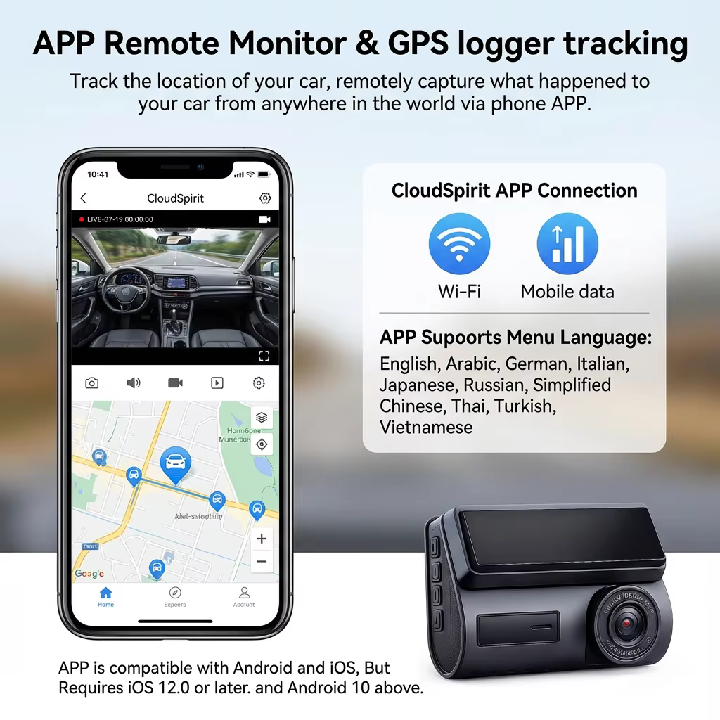 Caméra de tableau de bord pour Streaming en direct 4G, GPS 2K avant et arrière 720P, Double caméra, Vision nocturne, moniteur de stationnement 24H, enregistrement vidéo, partage WiFi