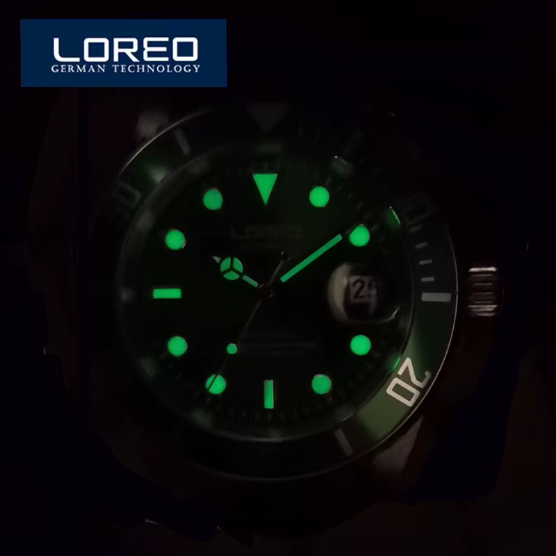 LOREO Style classique plongée 200m montre de Sport automatique hommes saphir miroir mouette mouvement Date lumineux montres mécaniques