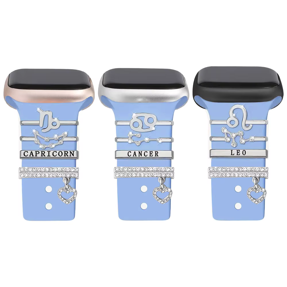 1 ensemble d'accessoires de bracelet de montre avec strass et motifs des douze éléments du zodiaque