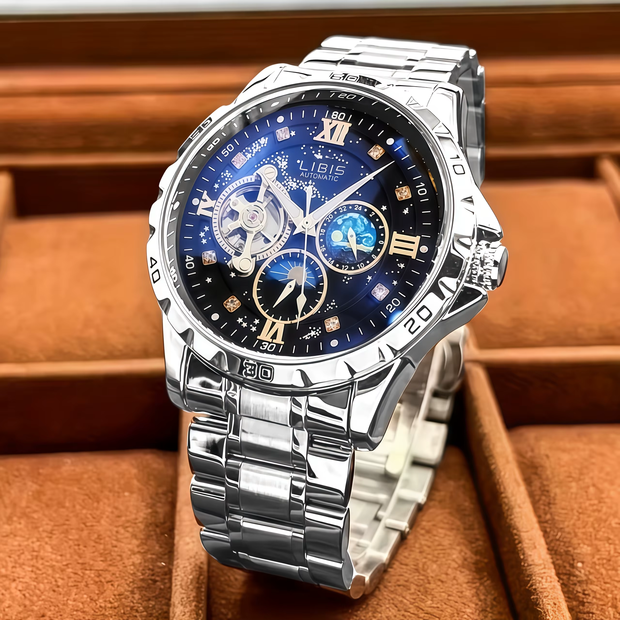 Montre mécanique automatique de luxe pour homme avec calendrier