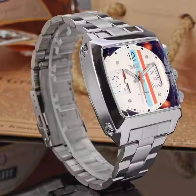 JARAGAR 569 montre mécanique automatique pour hommes de mode créative rétro carré calendrier semaine montres d'affaires