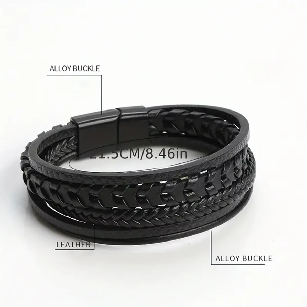 Bracelet tressé en cuir vintage superposé