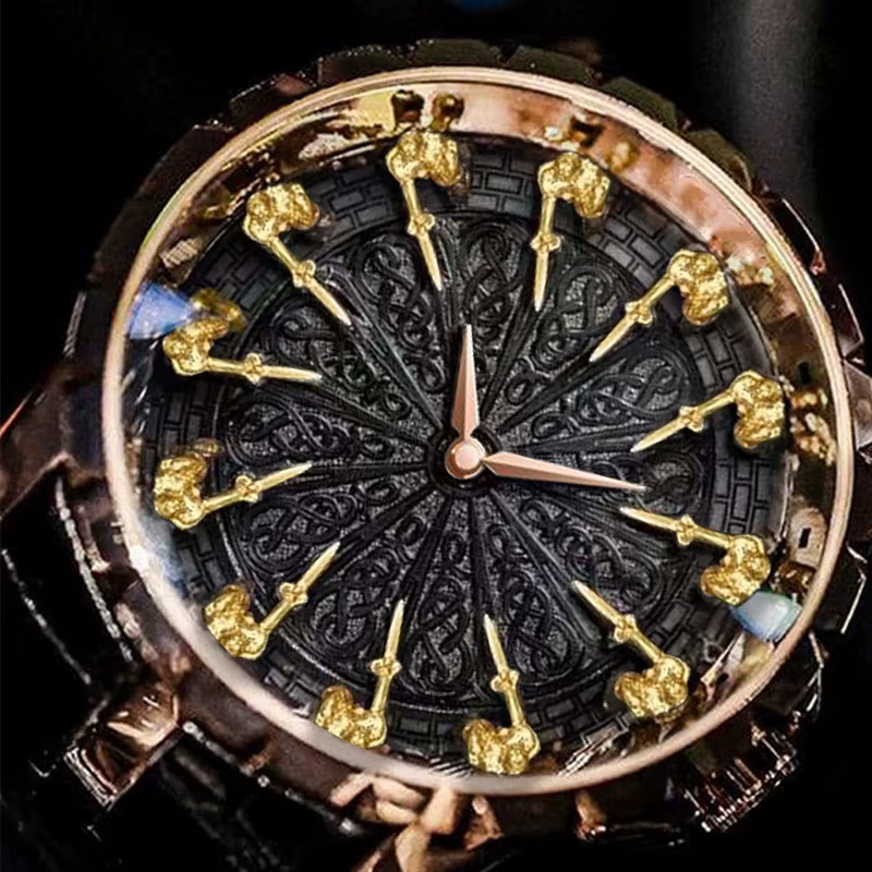 Nouvelle montre pour hommes en or rose style sportif