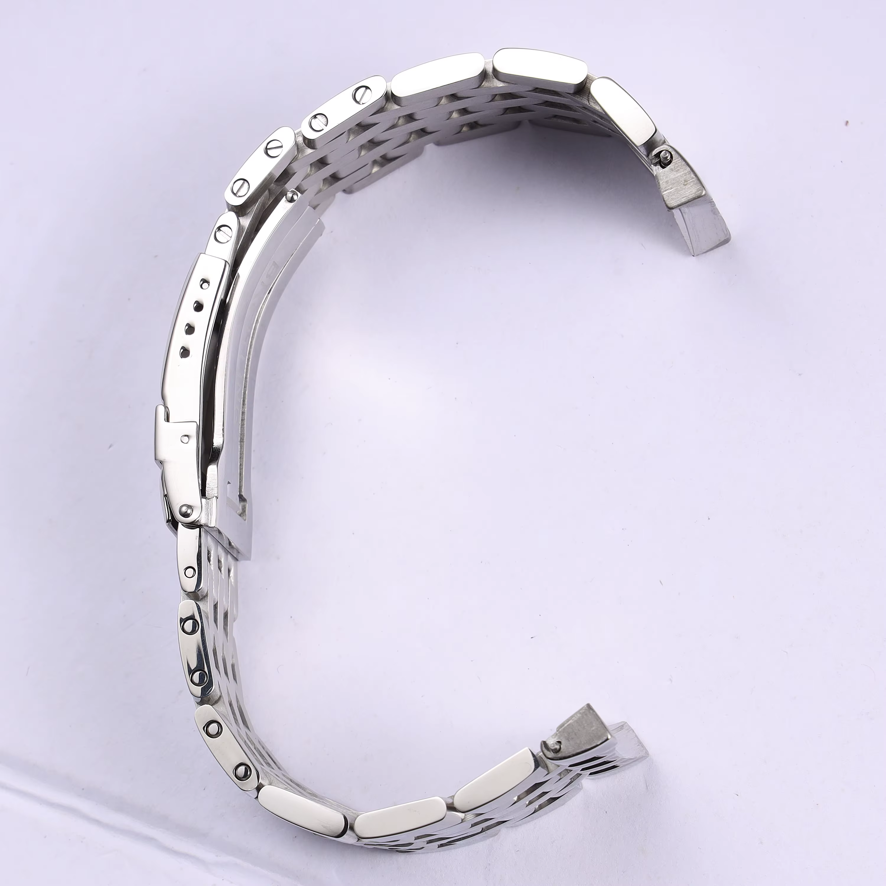 Pour Breitling nouveaux maillons d'extrémité courbes 7 perles 24mm argent poli solide Bracelet en acier inoxydable