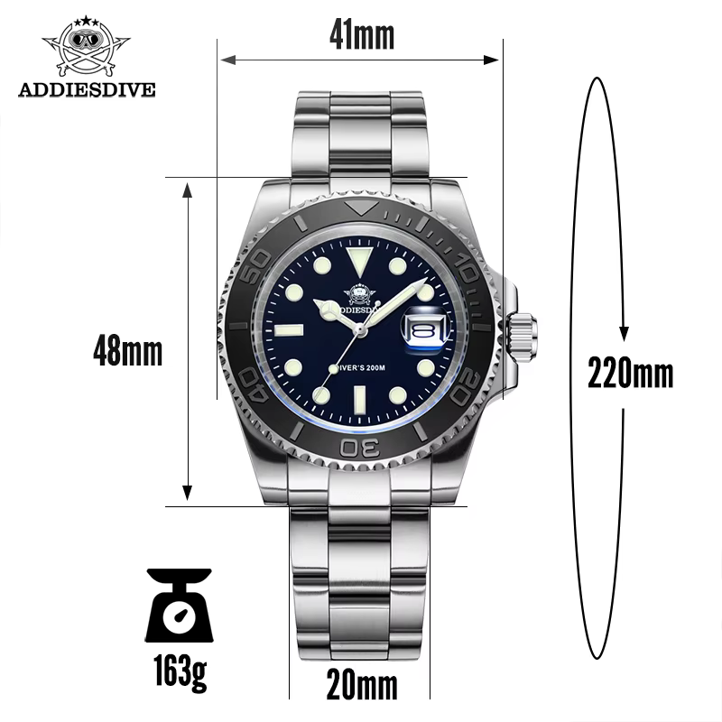ADDIESDIVE luxueux montre à Quartz analogique pour hommes BGW9 lumineux 20 barres étanche