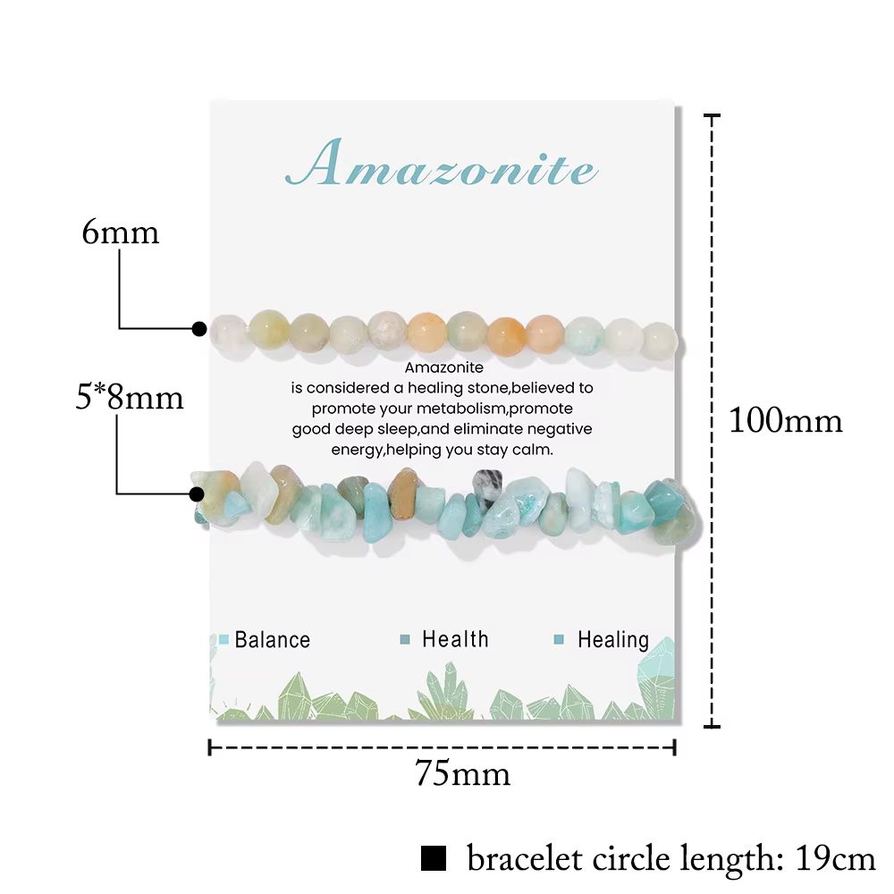 Bracelet perlé en pierre naturelle avec carte pour hommes et femmes