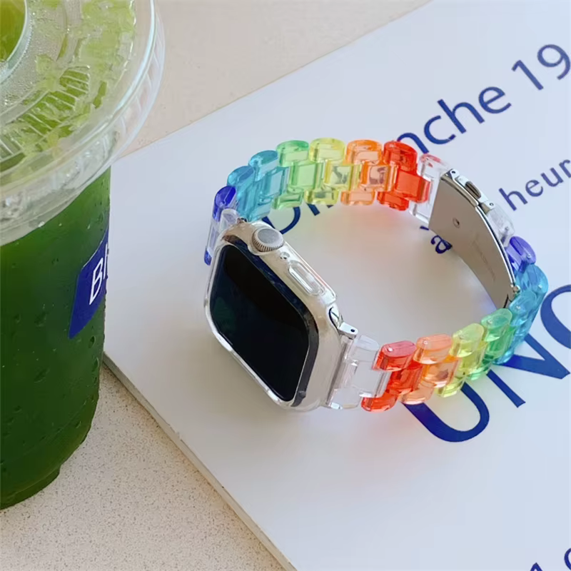 Bracelet en résine arc-en-ciel pour Apple Watch