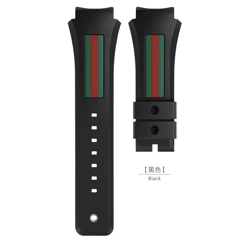Pour Gucci YA137/YA137107A Bracelet de montre en caoutchouc dédié Port saillant étanche homme noir