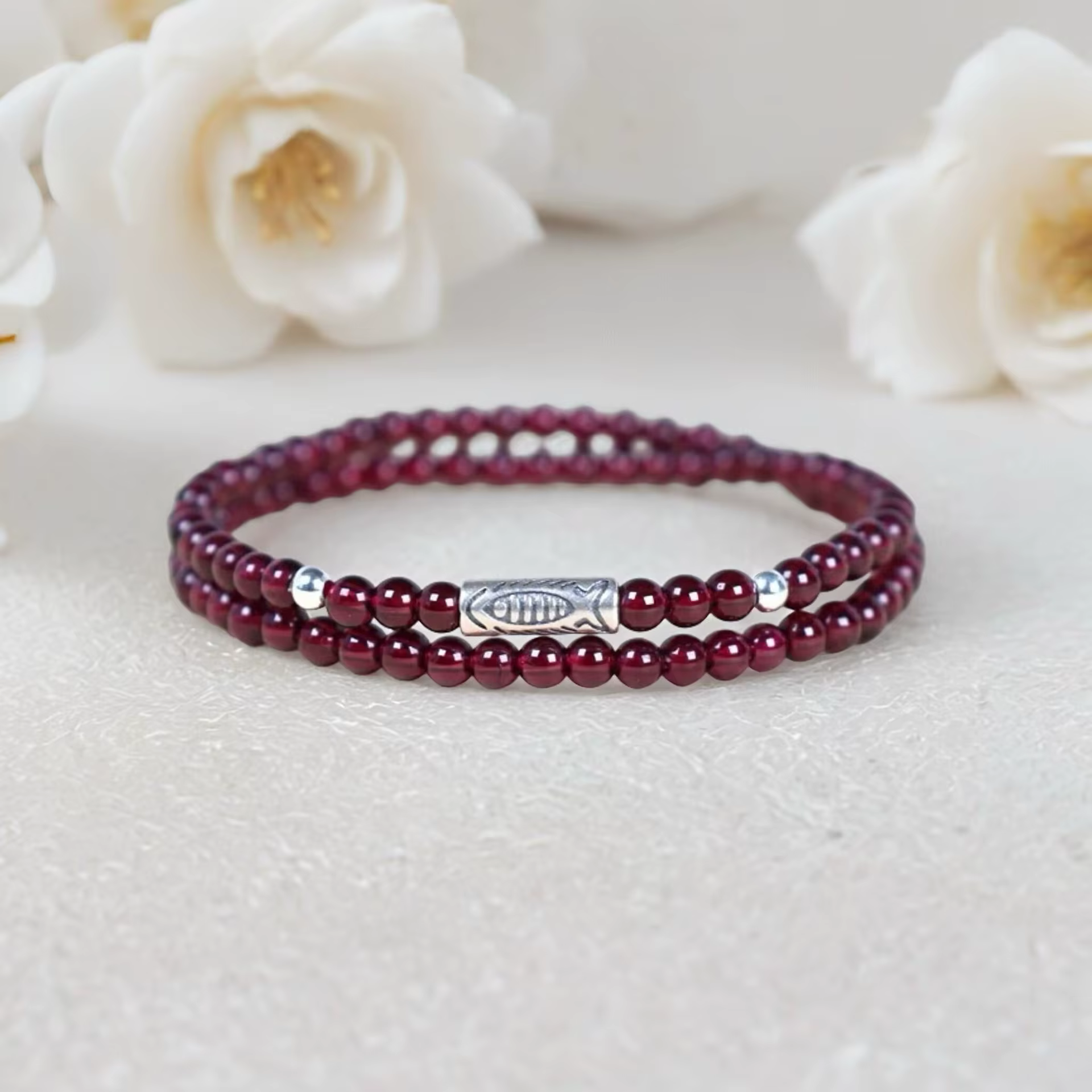 Bracelets en grenat naturel pour femmes, rouge bordeaux, double ou triple rang, en argent 925, multi-brins, cadeaux 2026