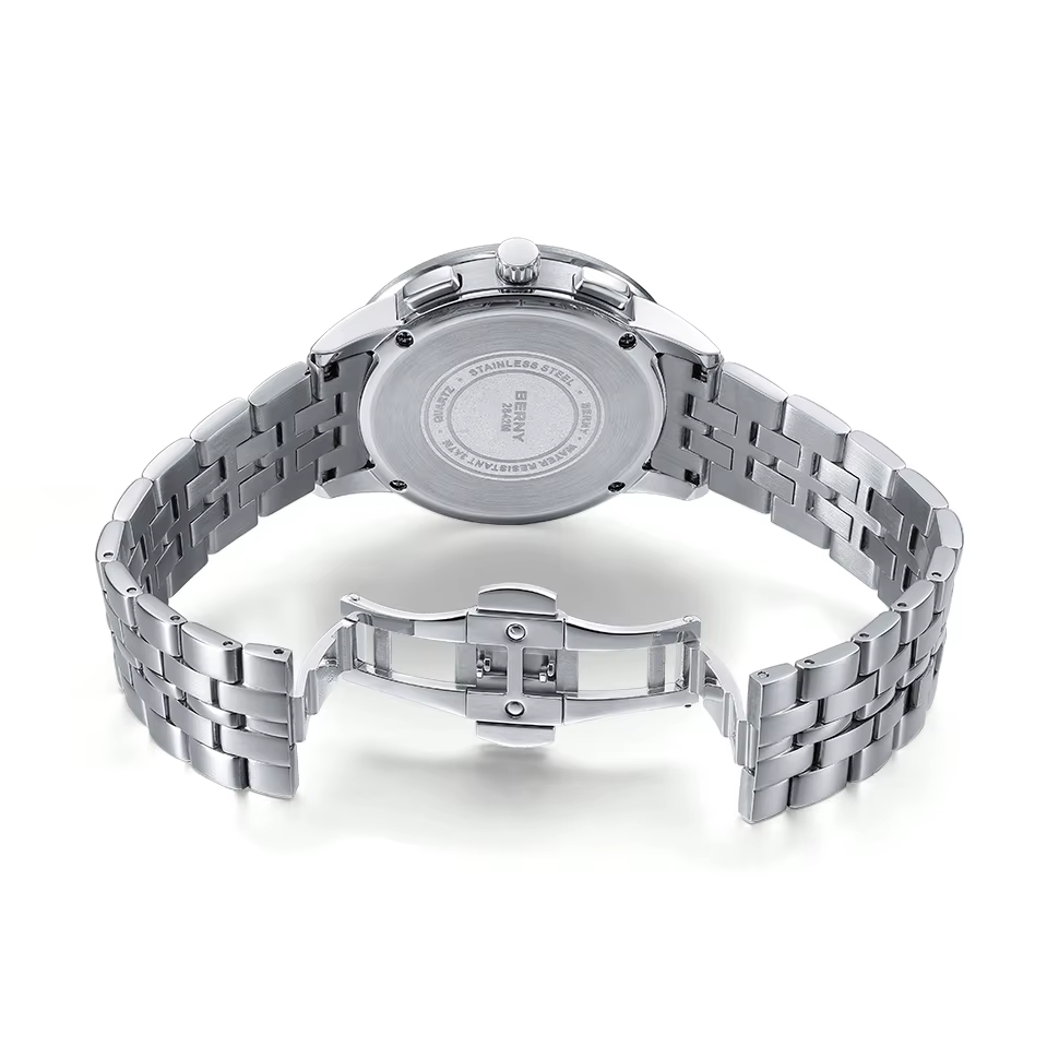 BERNY chronographe montres pour hommes 24 heures cadran MIYOTA OS10 multi-fonction en acier inoxydable saphir Sport