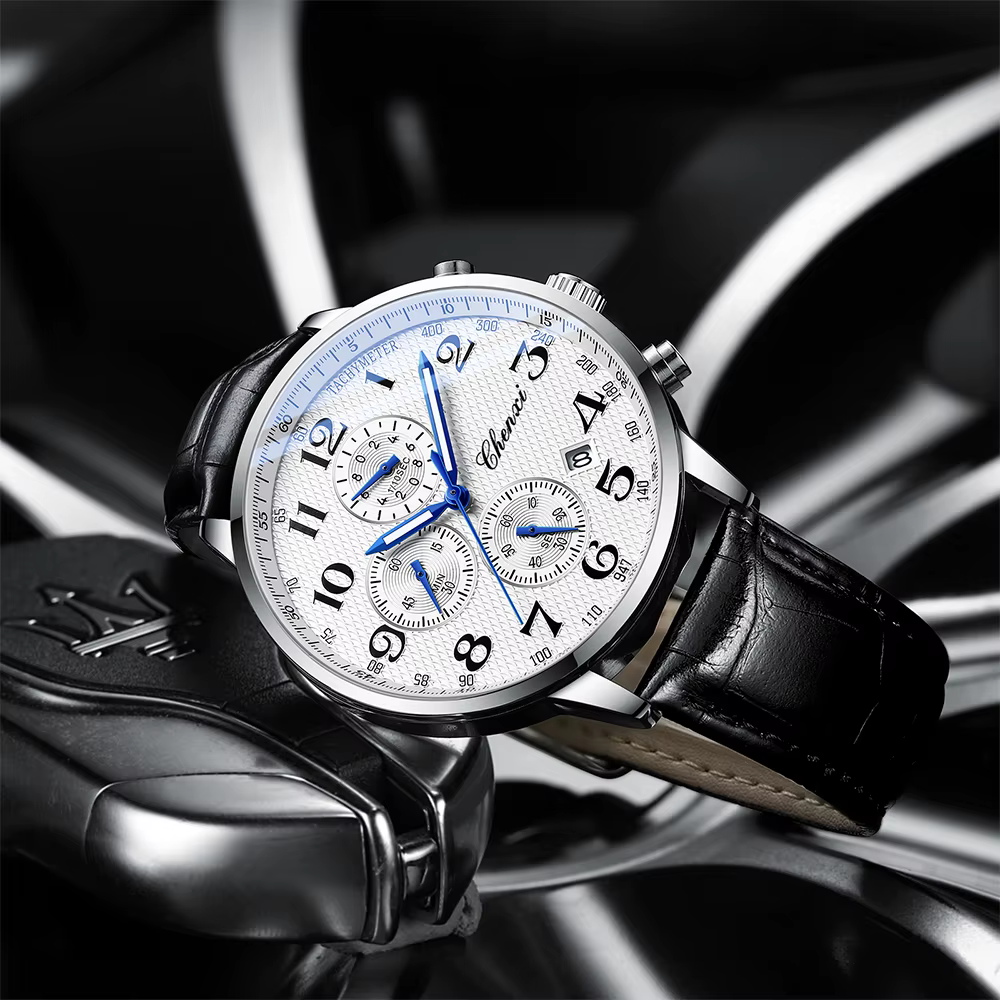 CHENXI montres pour hommes multi-fonctionnel Quartz homme montre calendrier lumineux chronographe