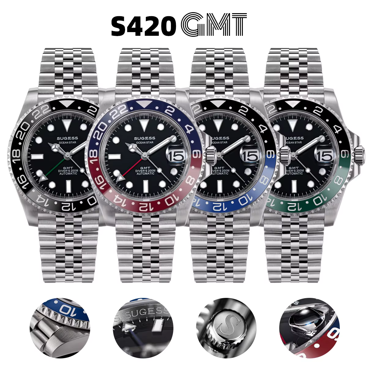 Sugess GMT – montre de plongée pour hommes