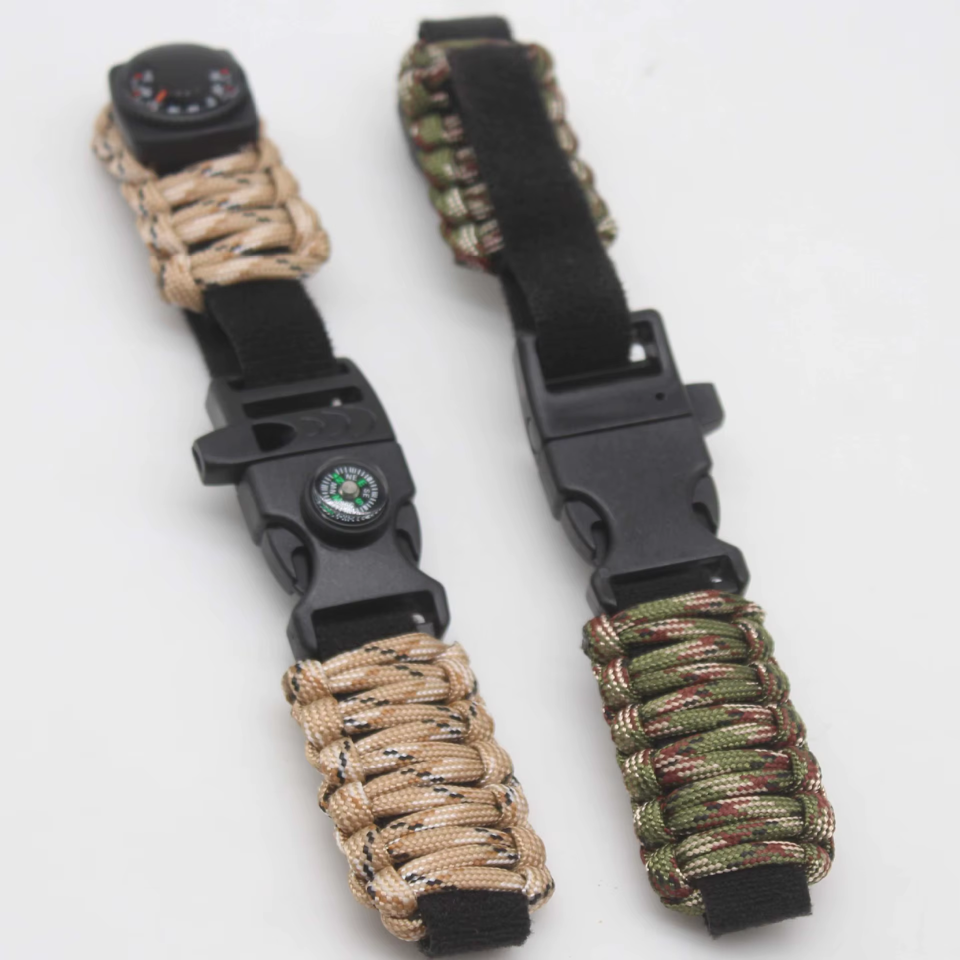 Bracelet de montre tissé en paracorde, sifflet, boussole, bracelet réglable