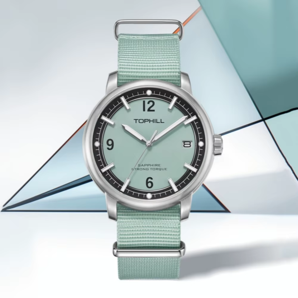 TOPHILL – montre-bracelet à Quartz pour hommes, Vintage, Simple, 42mm, Epson VX62E, saphir, 3H, Date, 5 bars, décontractée, C3, lumineuse, 5 bars, TD009G